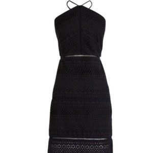 J. CREW Black Cotton Eyelet Halter Dress Size 6